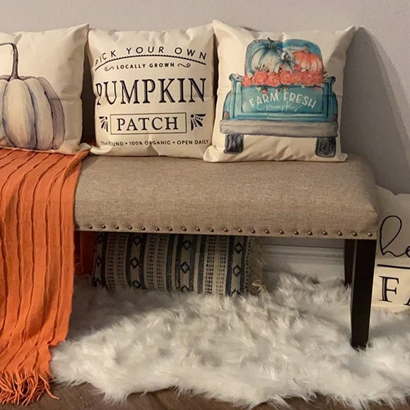 (Only Covers) Set of 4 Thanksgiving White Pumpkin Pillow Covers, 18 x 18 inches - Picture 1 of 3